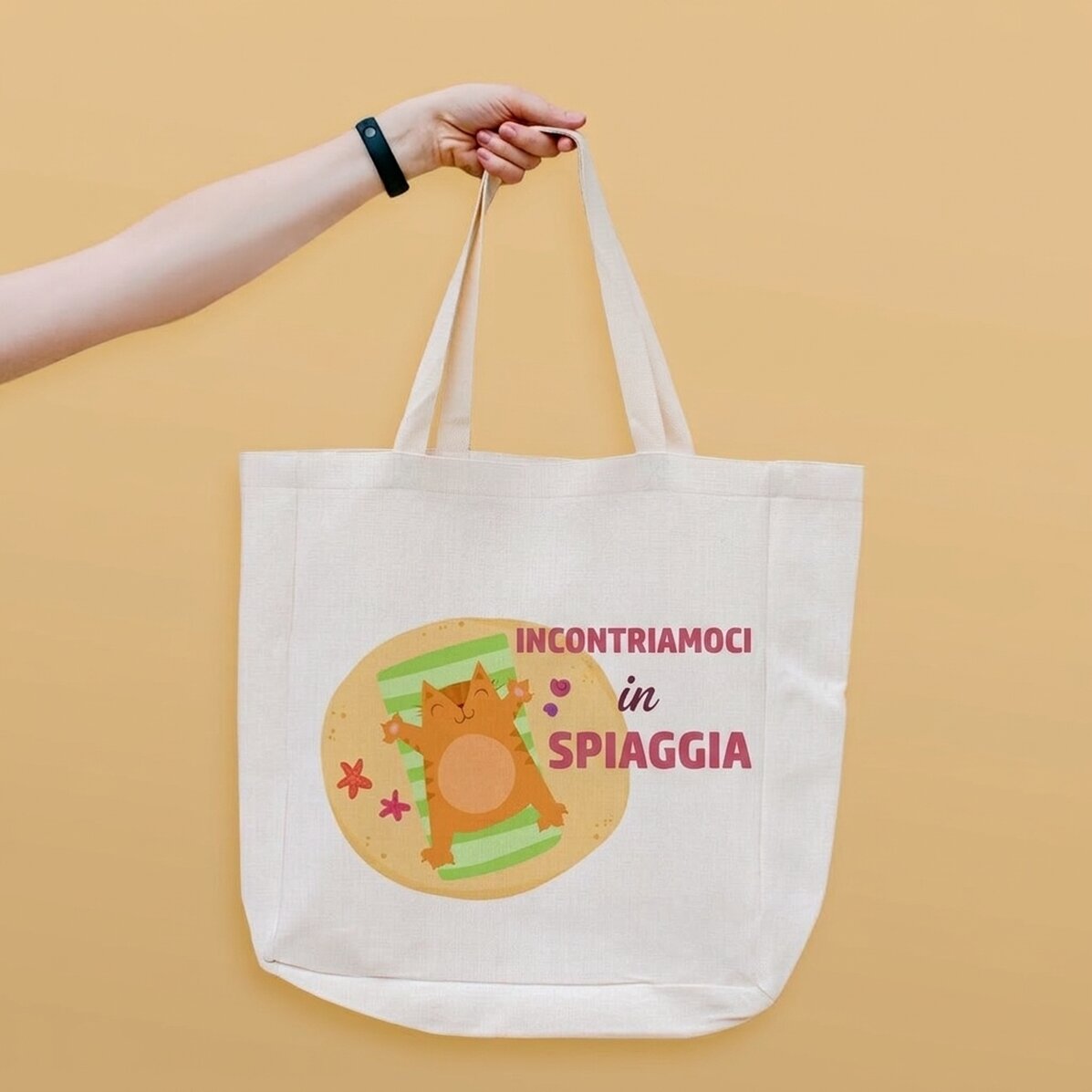 Borsa da spiaggia personalizzata con scritta - Meet me at the beach