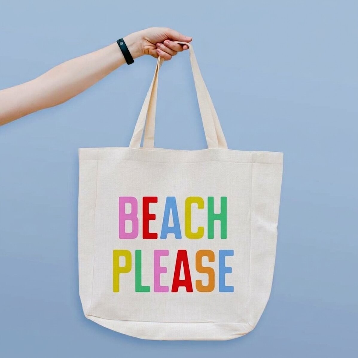 Borsa da spiaggia personalizzata con scritta - Beach please multicolore