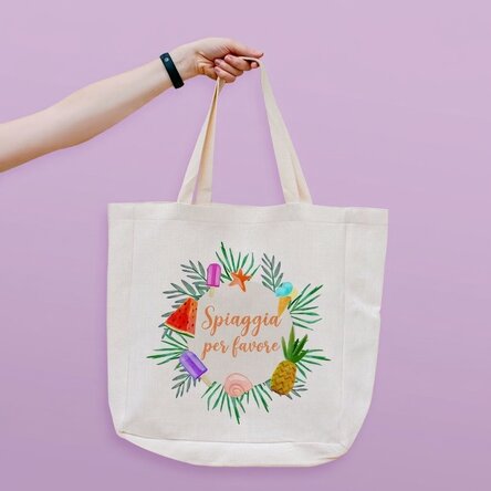 Borsa da spiaggia personalizzata con scritta - Modello Beach please "Summer Freeze"