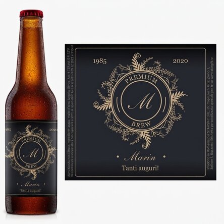 Birra personalizzata con monogramma e testo - Floral elegance