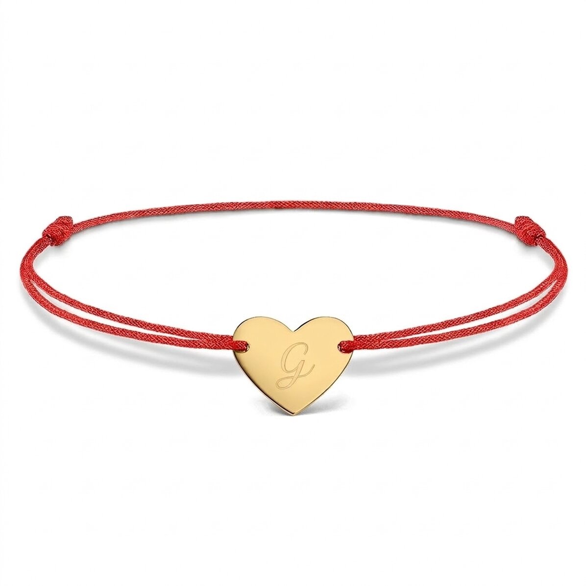 Braccialetto con cordoncino personalizzato - cuore 12x10 mm - oro 14 carati - modello con iniziale