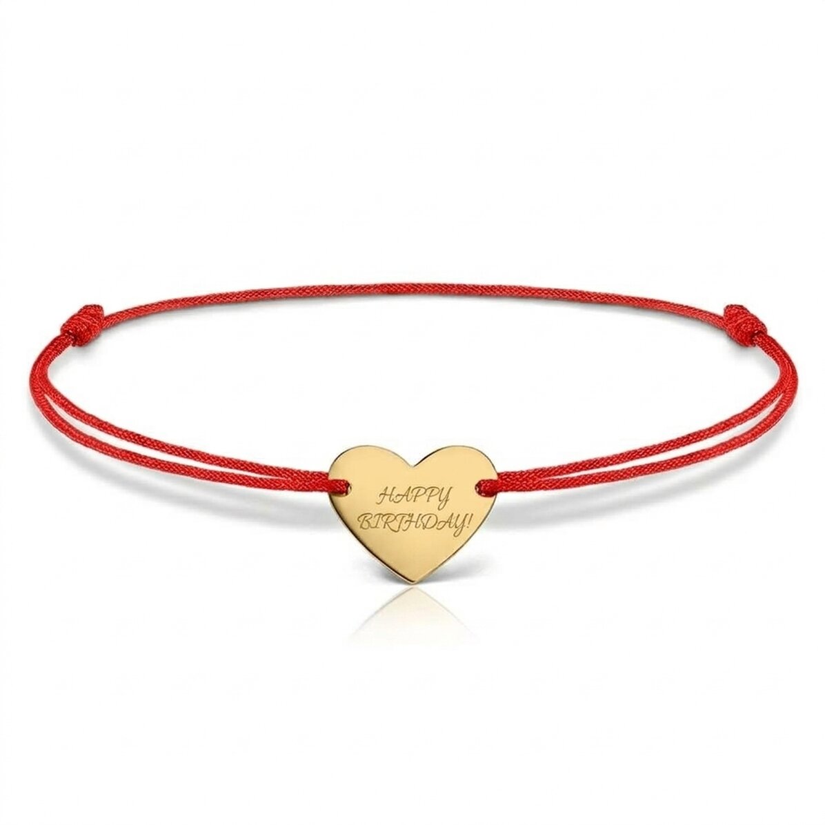 Braccialetto con cordoncino personalizzato - cuore 12x10 mm - oro 14 carati - modello con iniziale 5