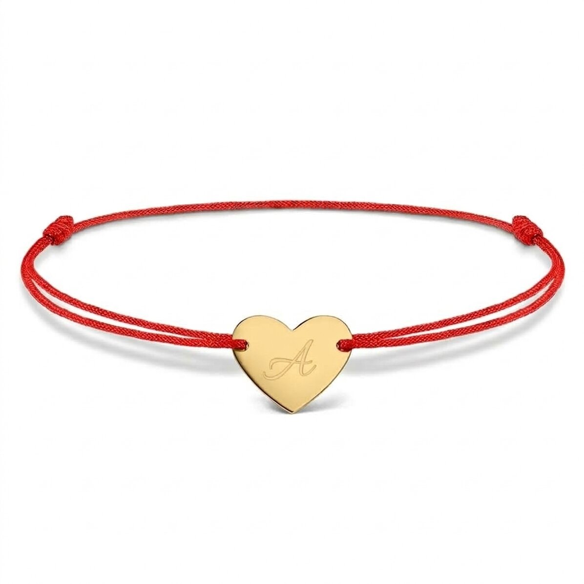 Braccialetto con cordoncino personalizzato - cuore 12x10 mm - argento 925 - modello con iniziale 5