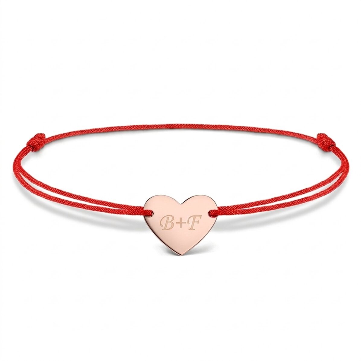 Braccialetto con cordoncino personalizzato - cuore 12x10 mm - argento 925 - Tu e io modello 2