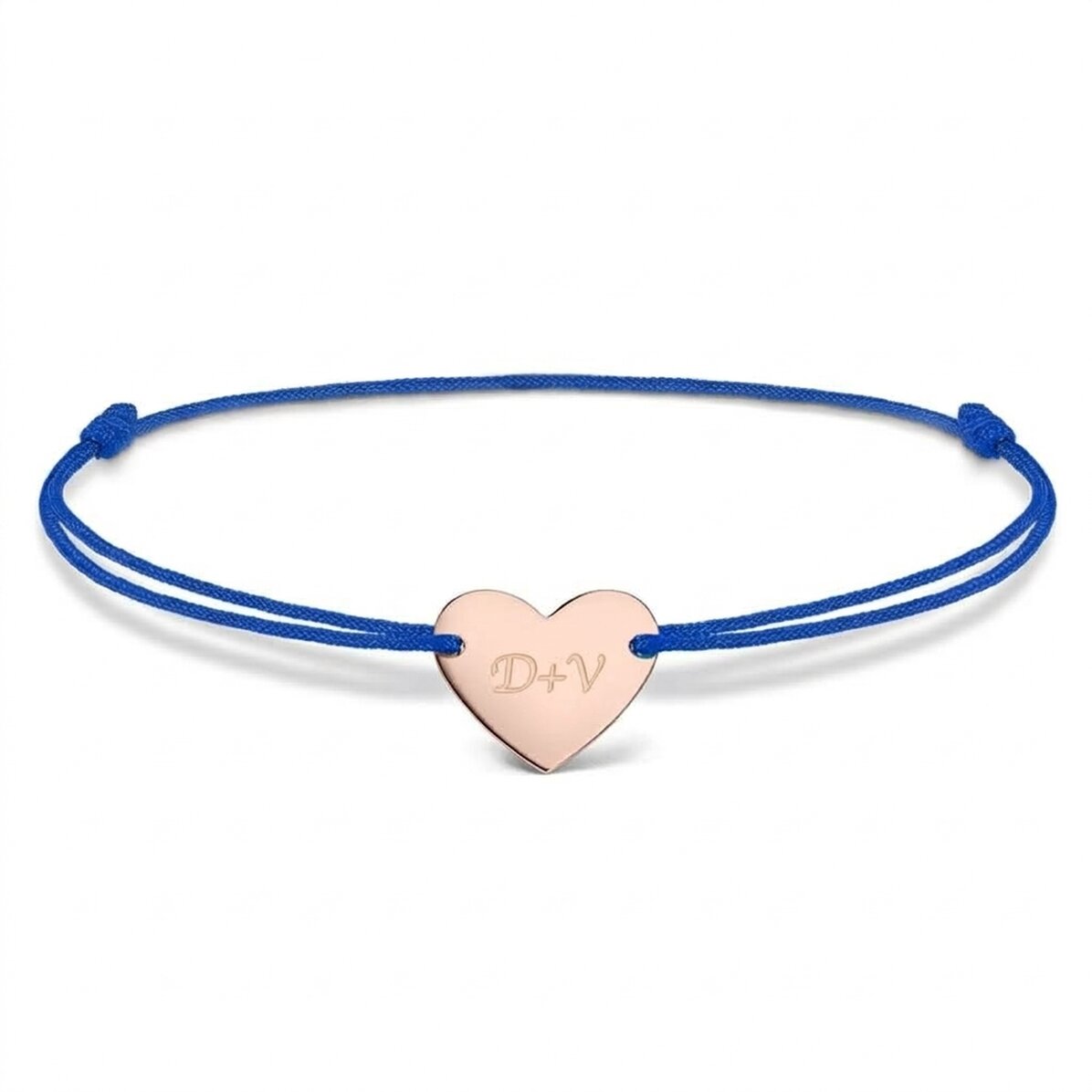Braccialetto con cordoncino personalizzato - cuore 12x10 mm - argento 925 - Tu e io modello 3