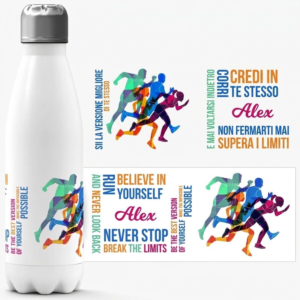 Thermos con base bianca personalizzato con nome - Runner