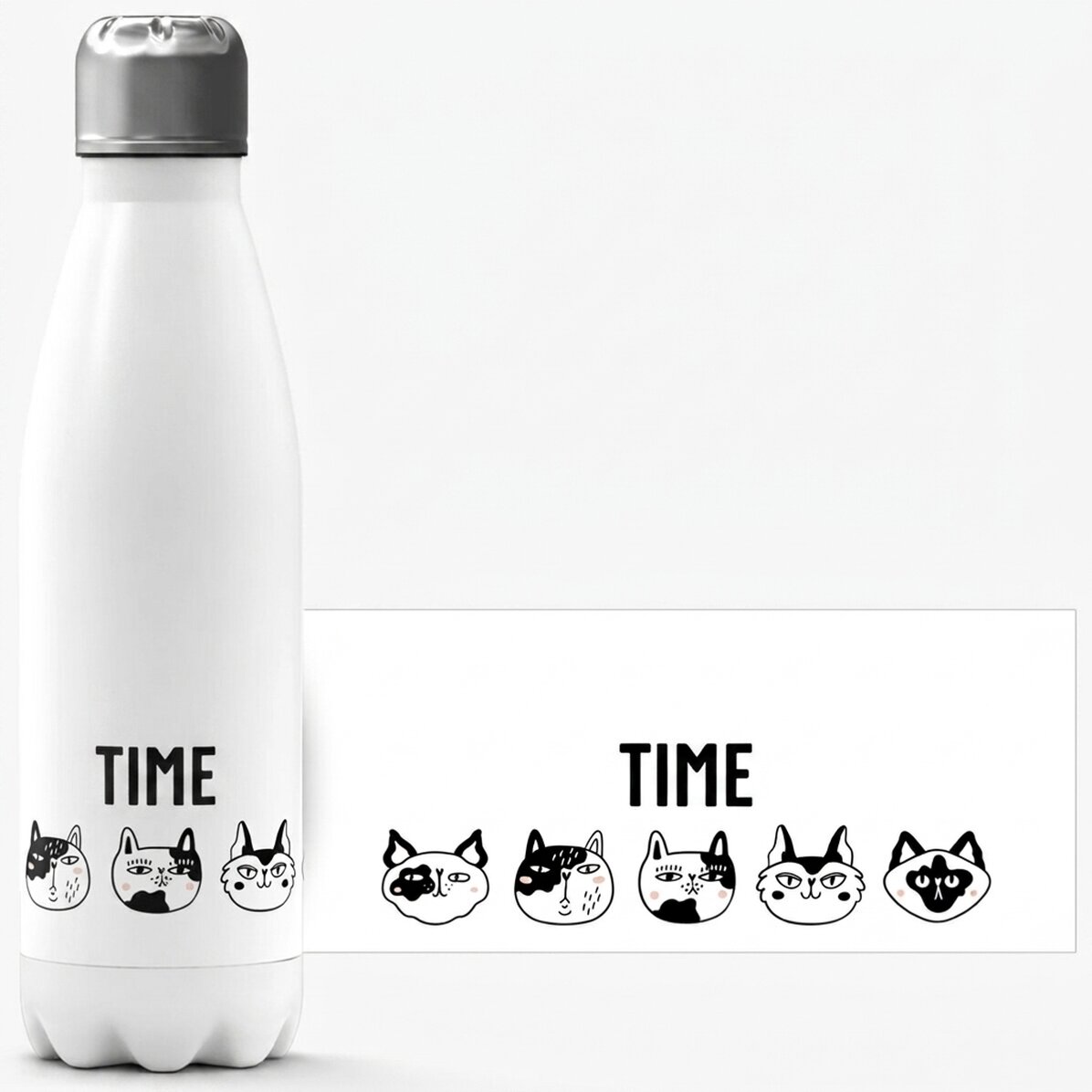 Thermos con base bianca personalizzato con nome - Cats