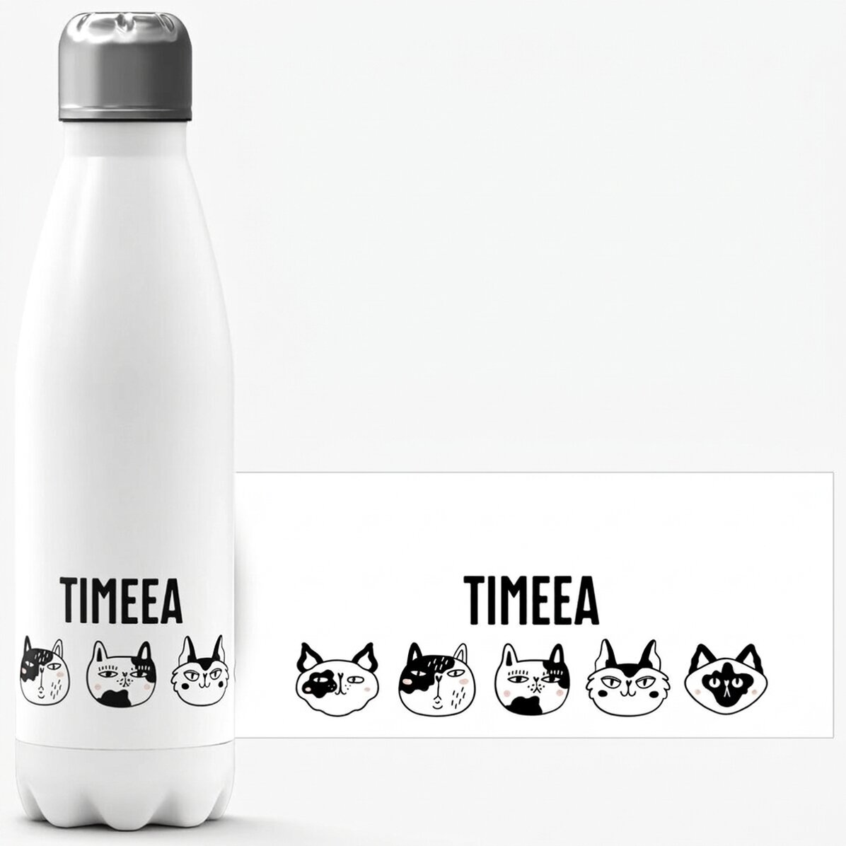 Thermos con base bianca personalizzato con nome - Cats