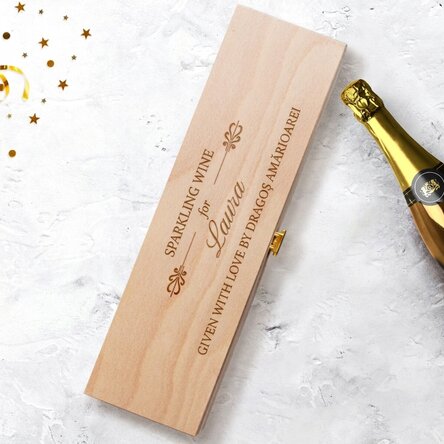 Personalised sparkling wine box with text - Elegance