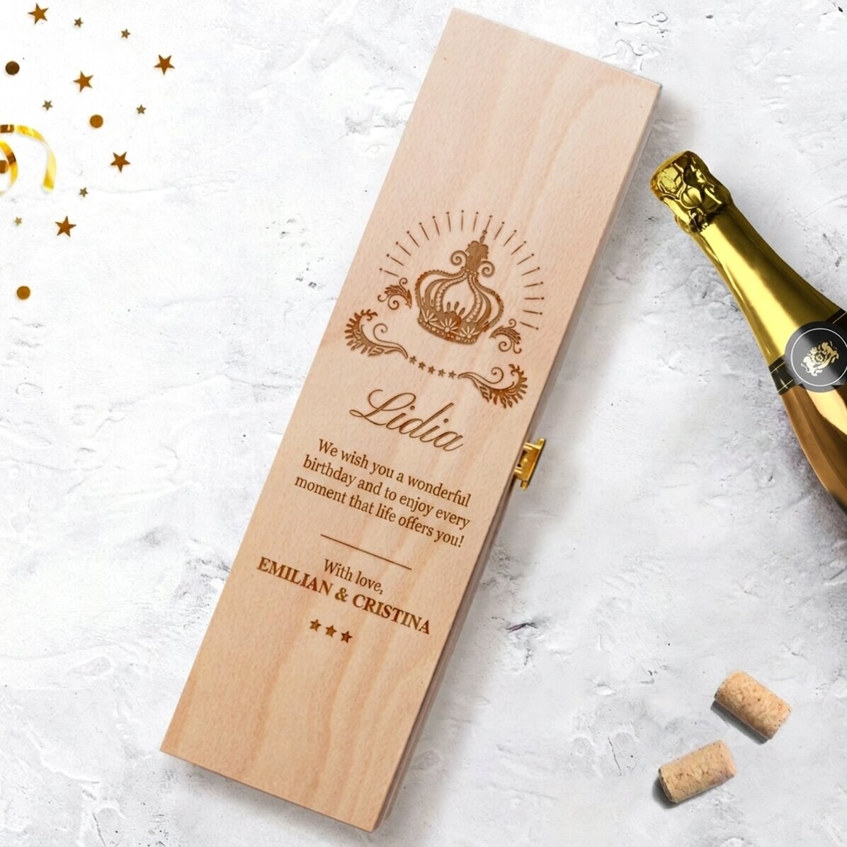Scatola per spumante personalizzata con scritta - Crown