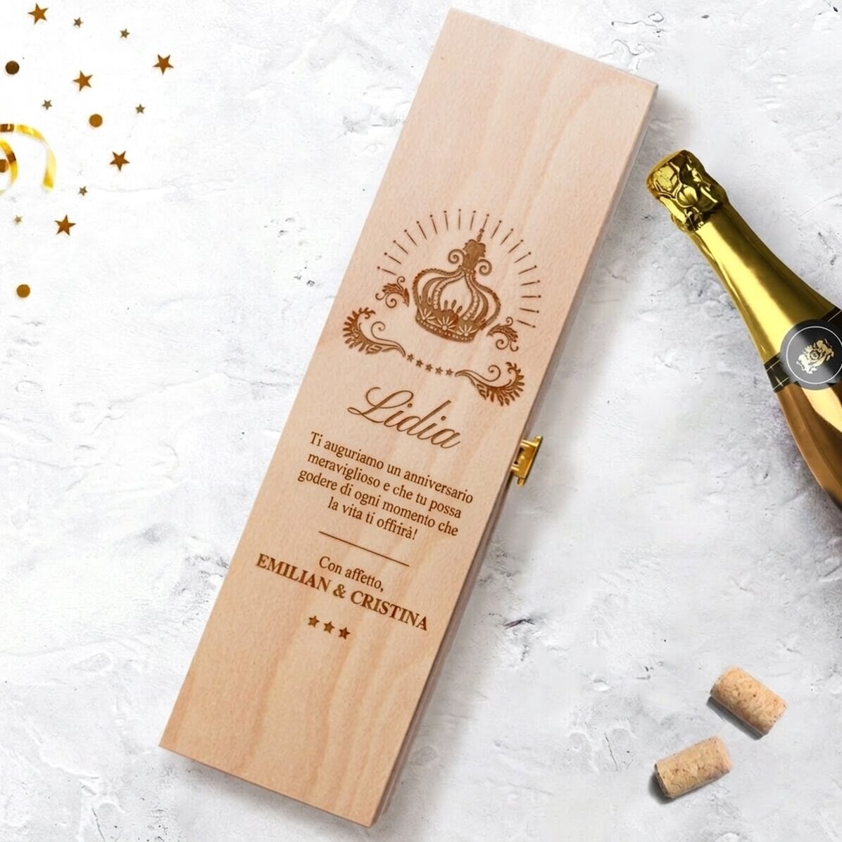 Scatola per spumante personalizzata con scritta - Crown