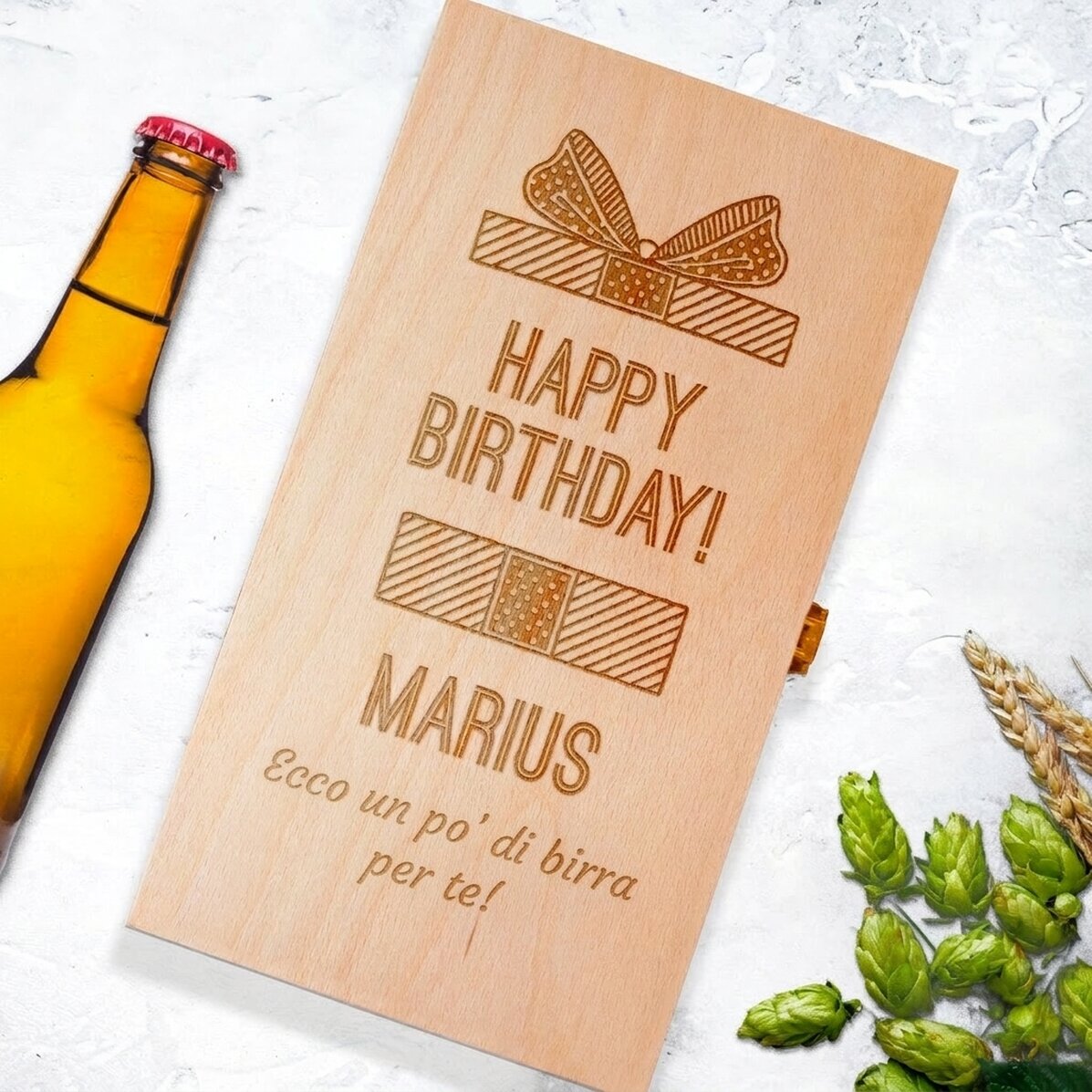 Scatola personalizzata per tre bottiglie di birra - Regalo