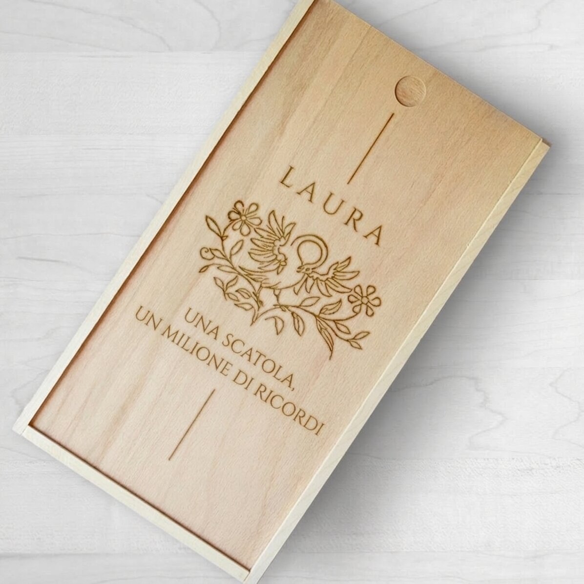 Scatola regalo personalizzata in legno - Uccello