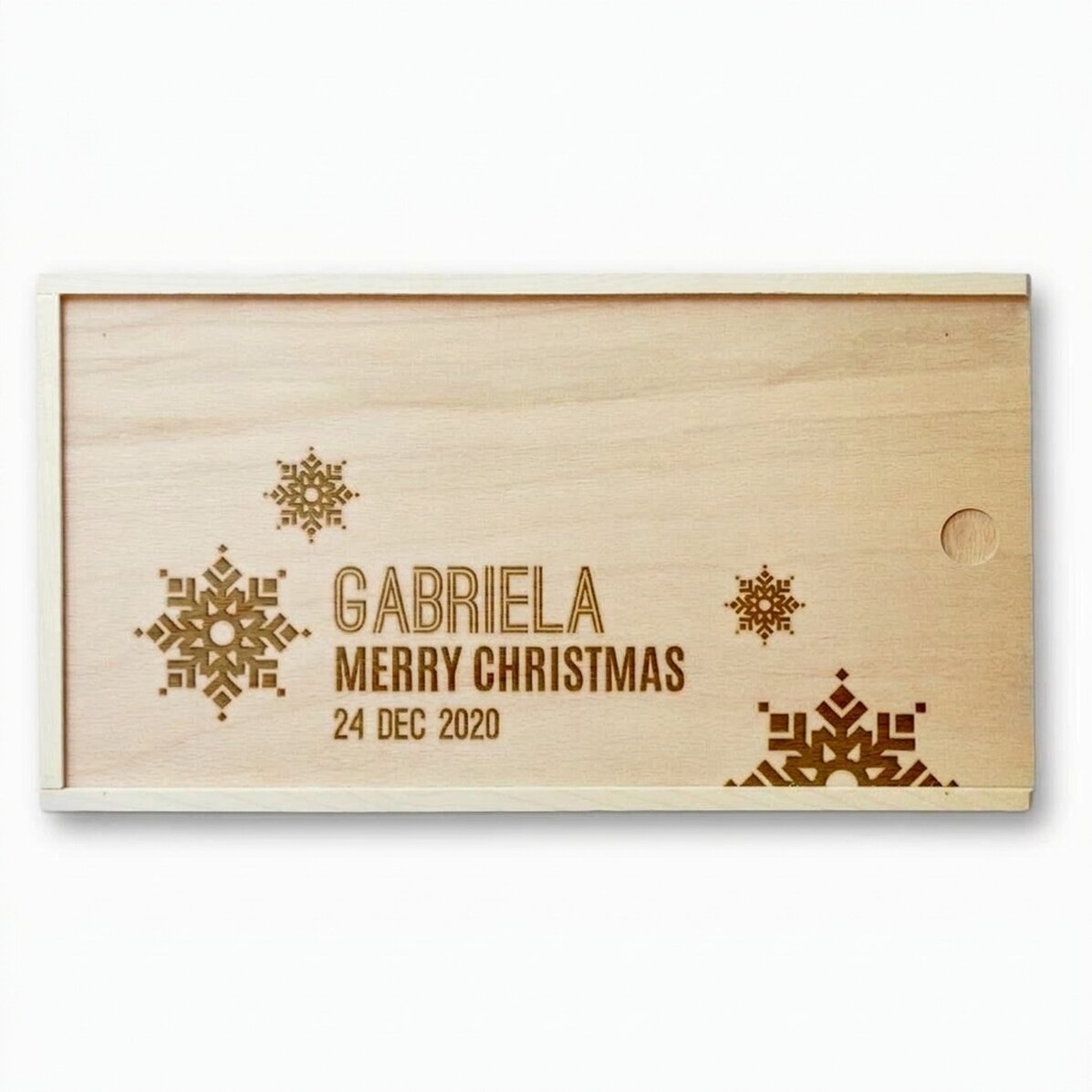 Scatola regalo personalizzata in legno - Fiocchi di neve