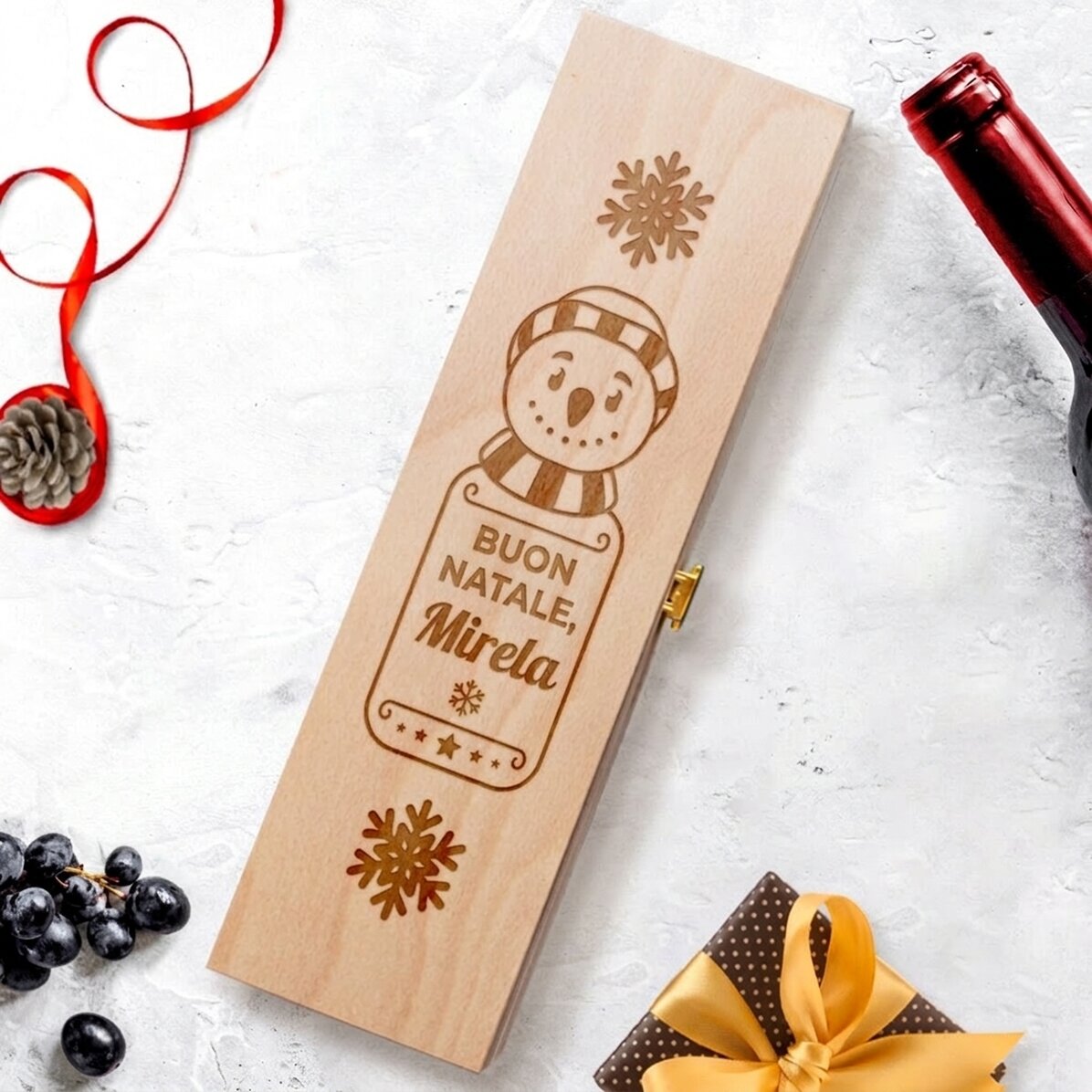Scatola per vino personalizzata - Pupazzo di neve