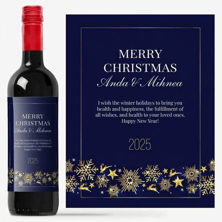 Vino personalizzato con scritta - Golden Snowflakes