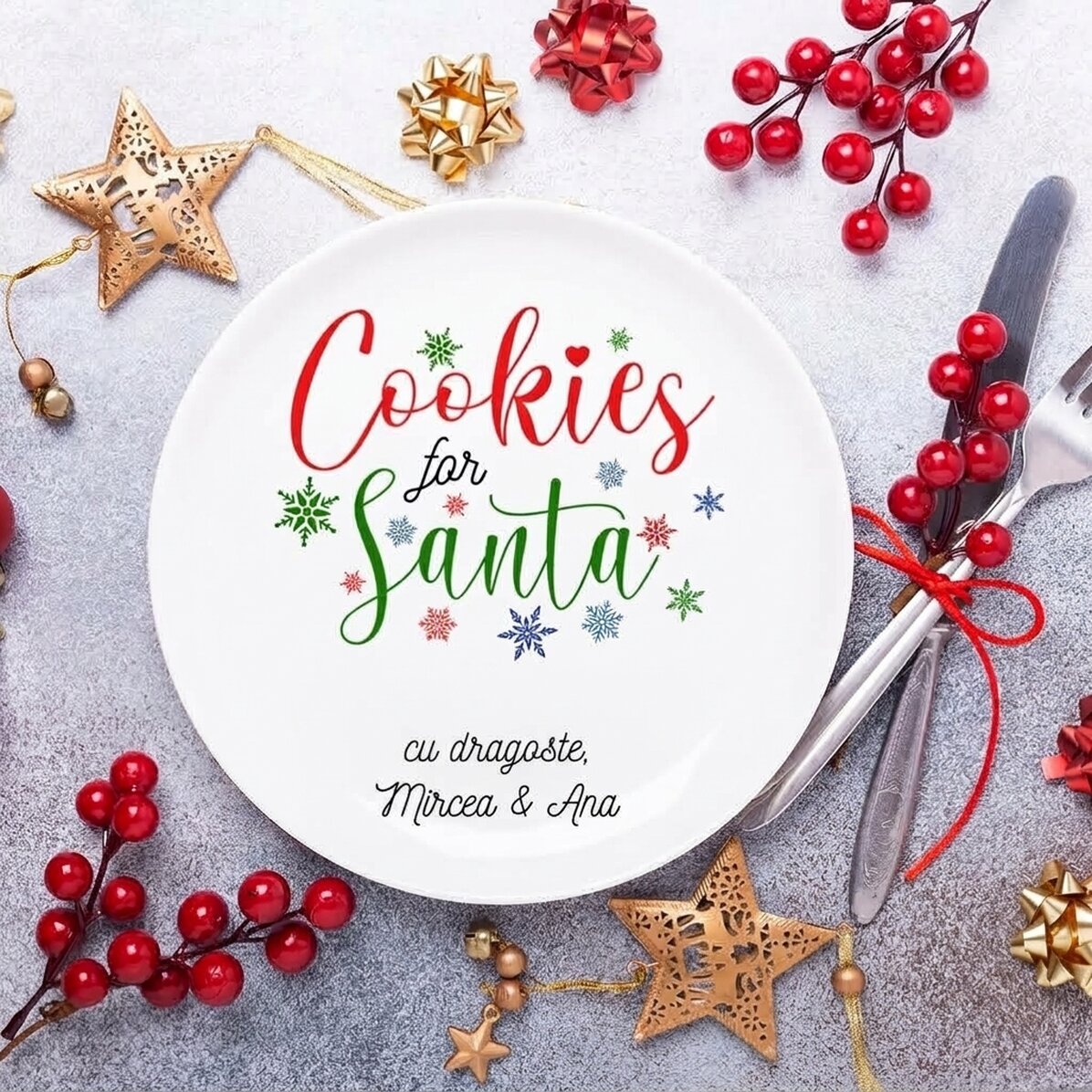 Piatto personalizzato con scritta - Biscotti per Babbo Natale