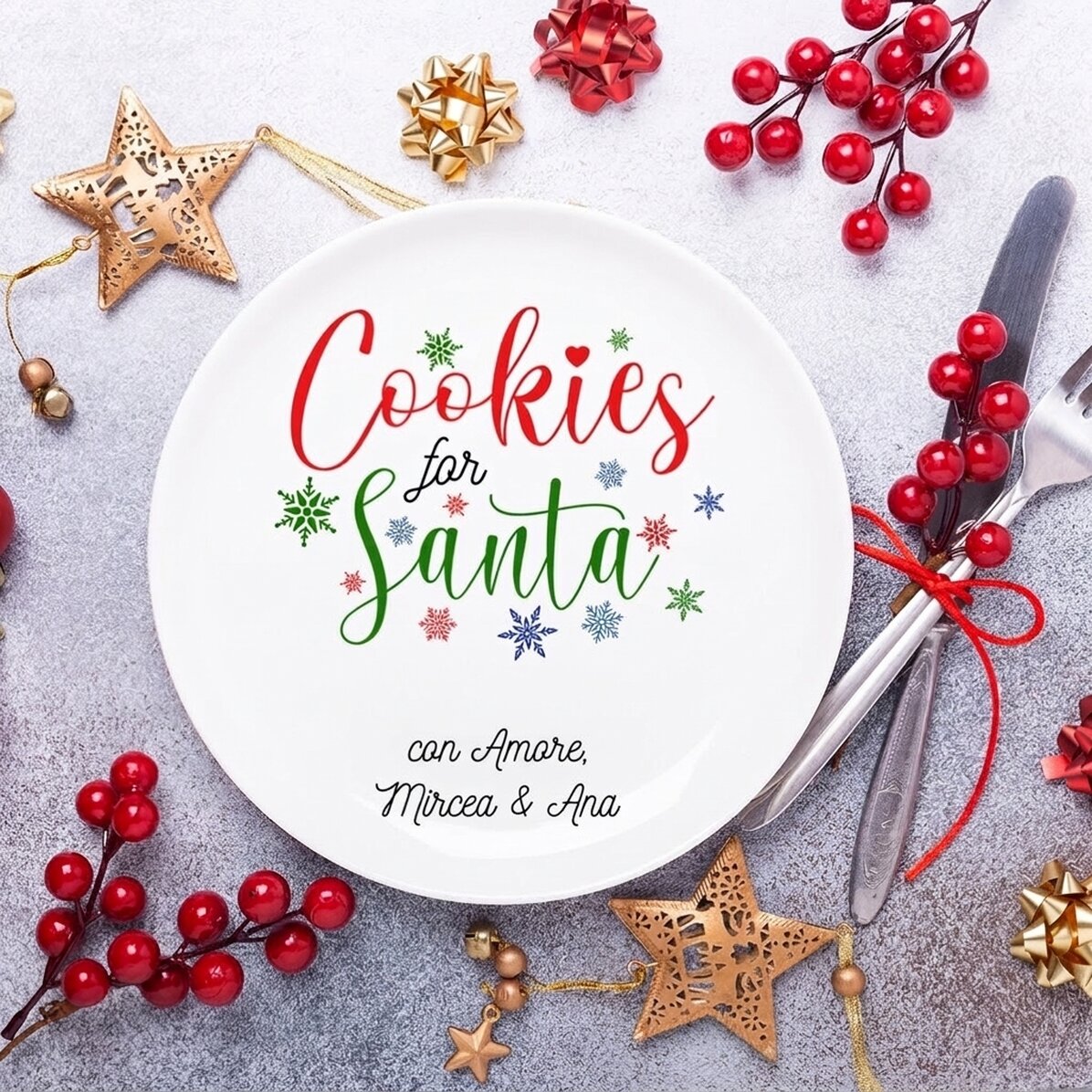Piatto personalizzato con scritta - Biscotti per Babbo Natale