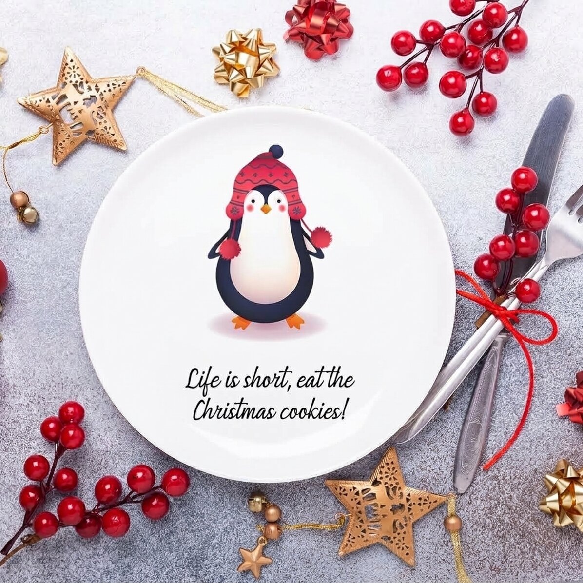 Piatto personalizzato con scritta - Penguin