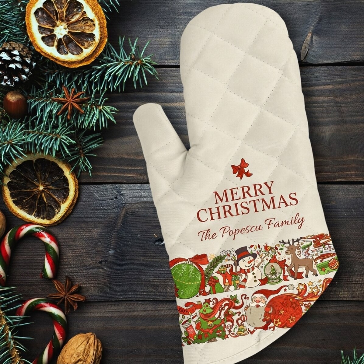 Guanto da cucina personalizzato con scritta - Traditional Christmas