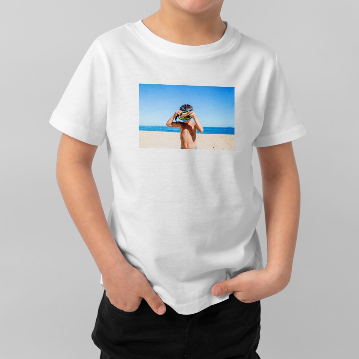 Maglietta in cotone per bambini personalizzata con una foto in formato orizzontale