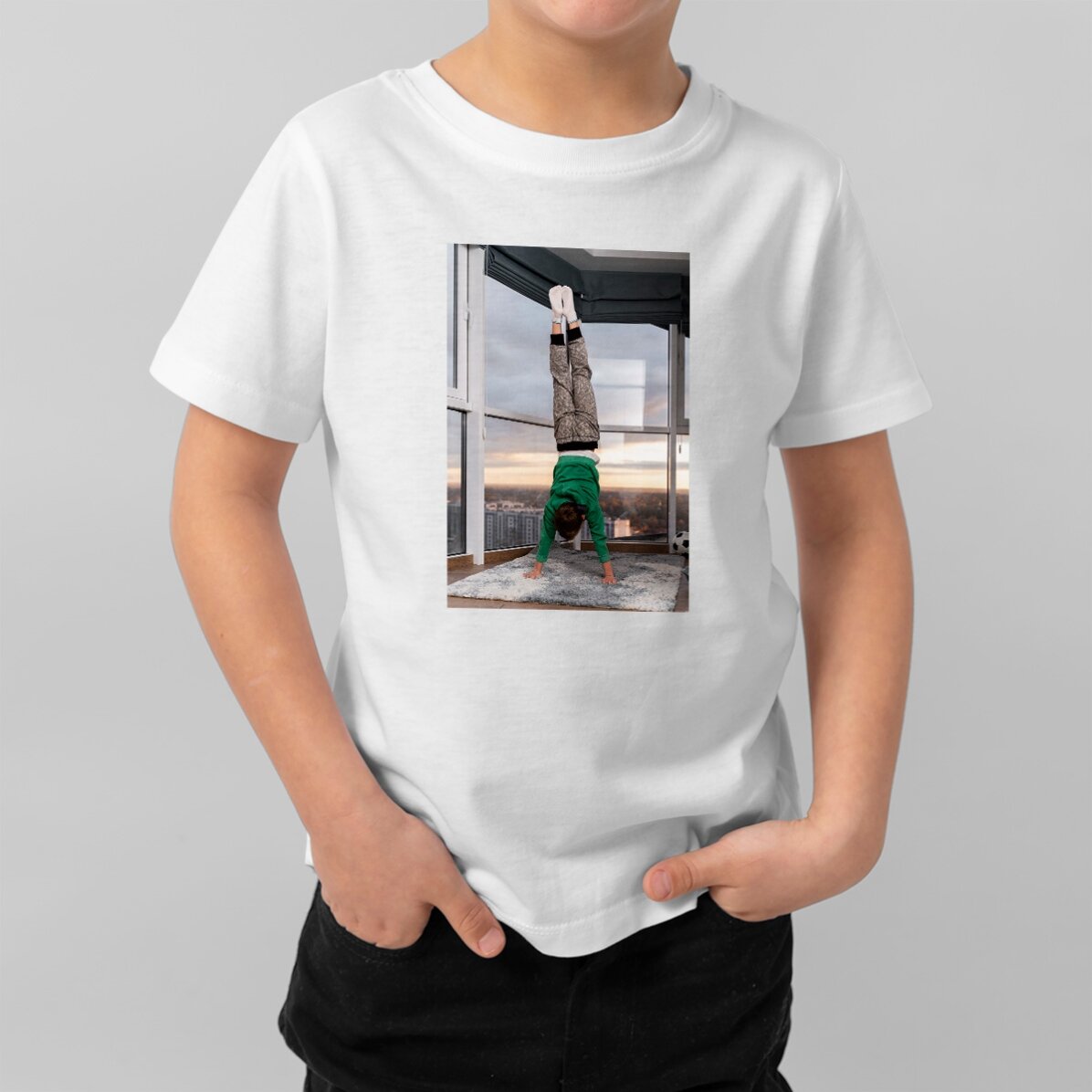 Maglietta in cotone per bambini personalizzata con una foto in formato ritratto