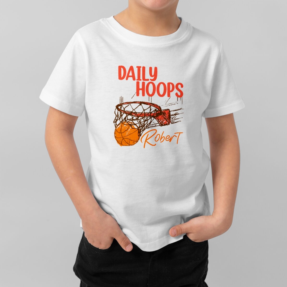 Maglietta in cotone per bambini personalizzata con scritta - Basket