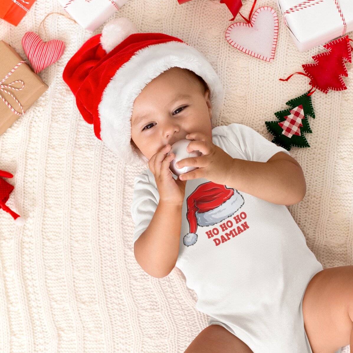 Maglietta in cotone per bambini personalizzata con scritta - Natale