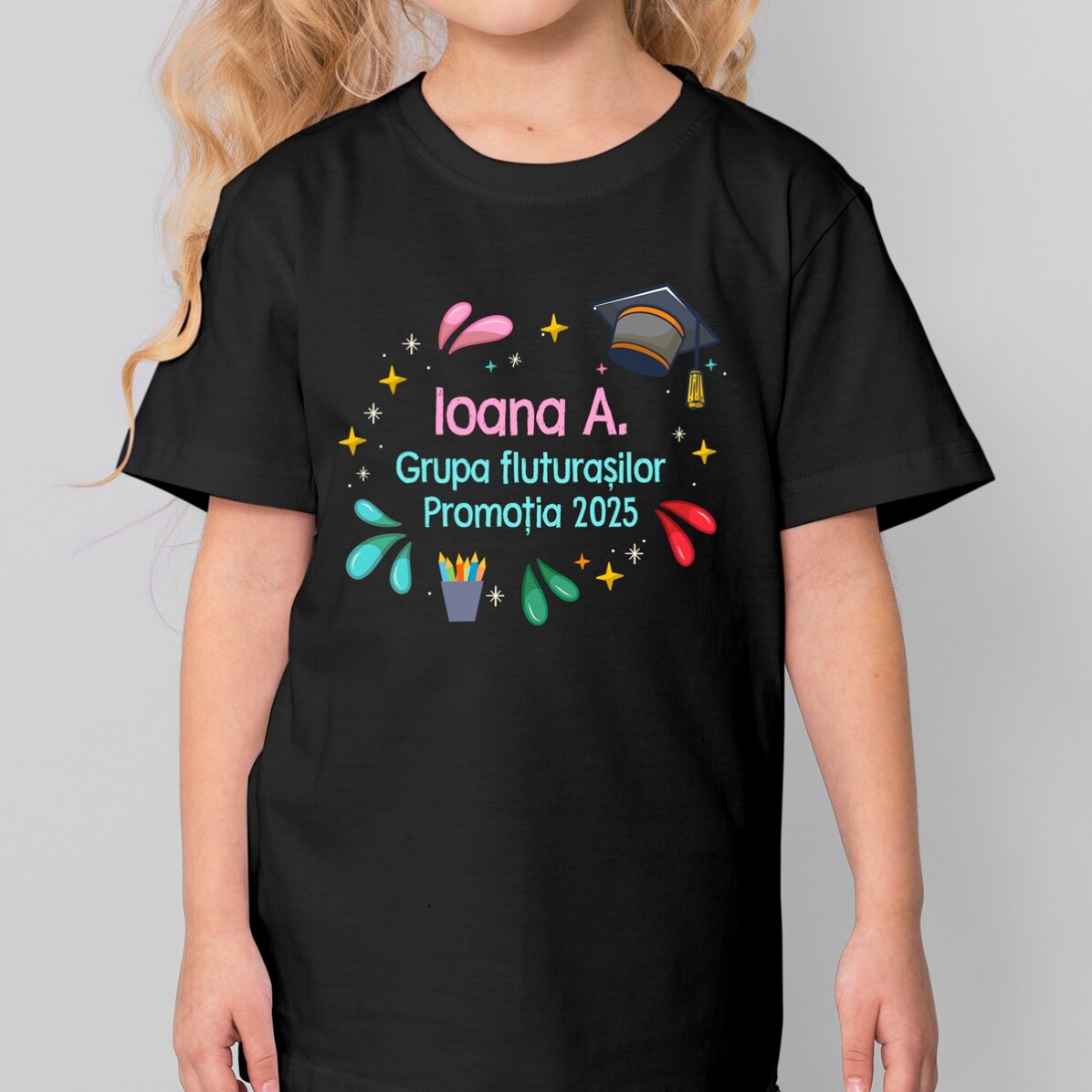 Maglietta in cotone per bambini personalizzata con scritta - Colori