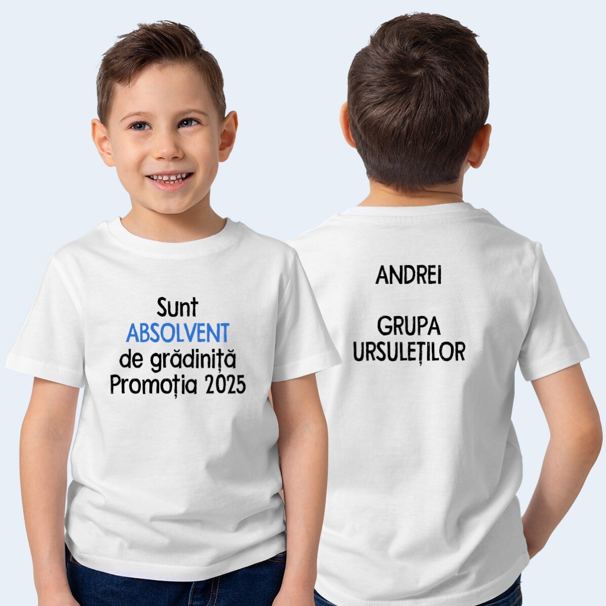 Maglietta in cotone per bambini personalizzata con scritta su entrambi i lati
