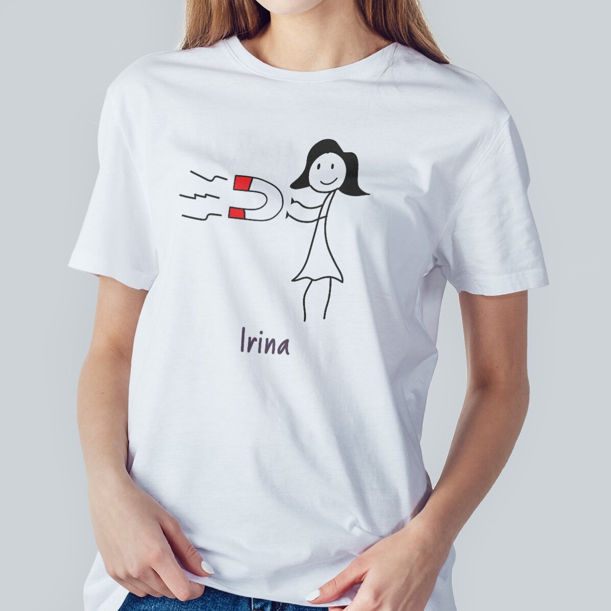 Maglietta in cotone da donna personalizzata con scritta - Magnet