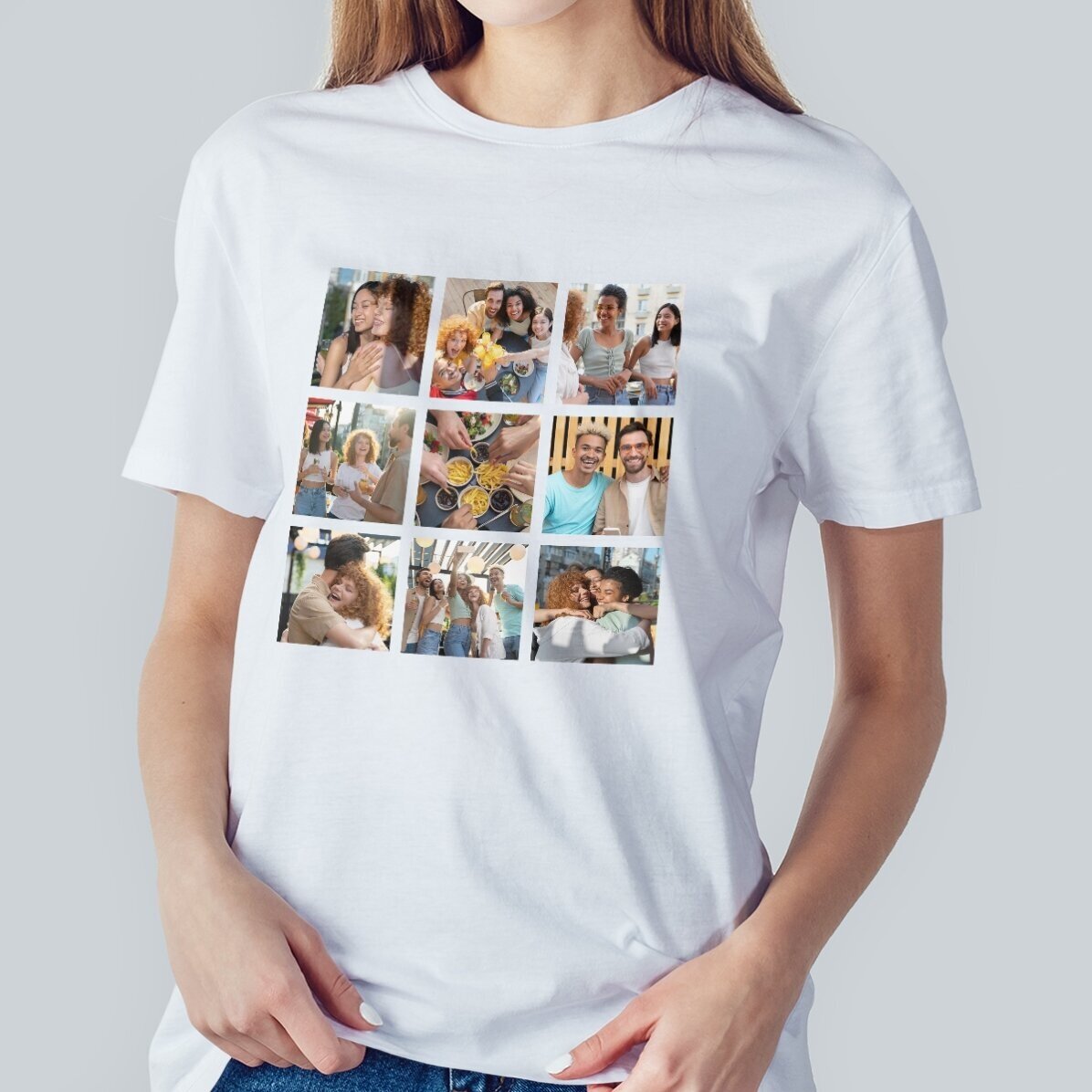 Maglietta in cotone personalizzata con 9 foto