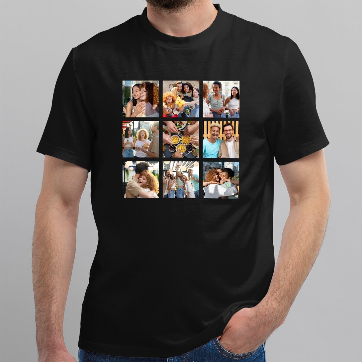 Maglietta in cotone personalizzata con 9 foto