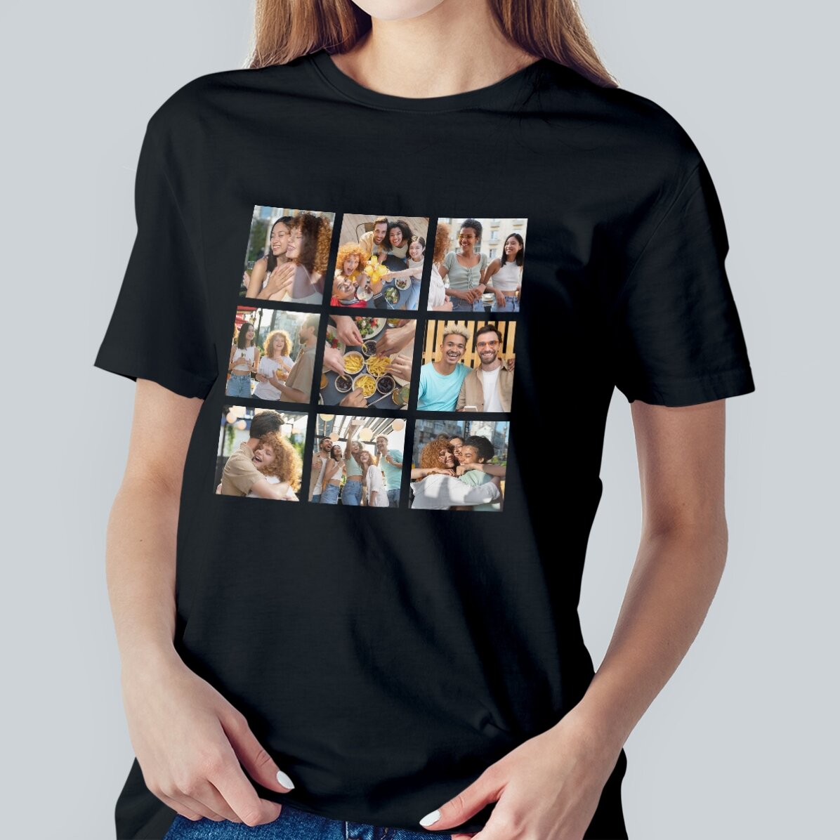 Maglietta in cotone personalizzata con 9 foto