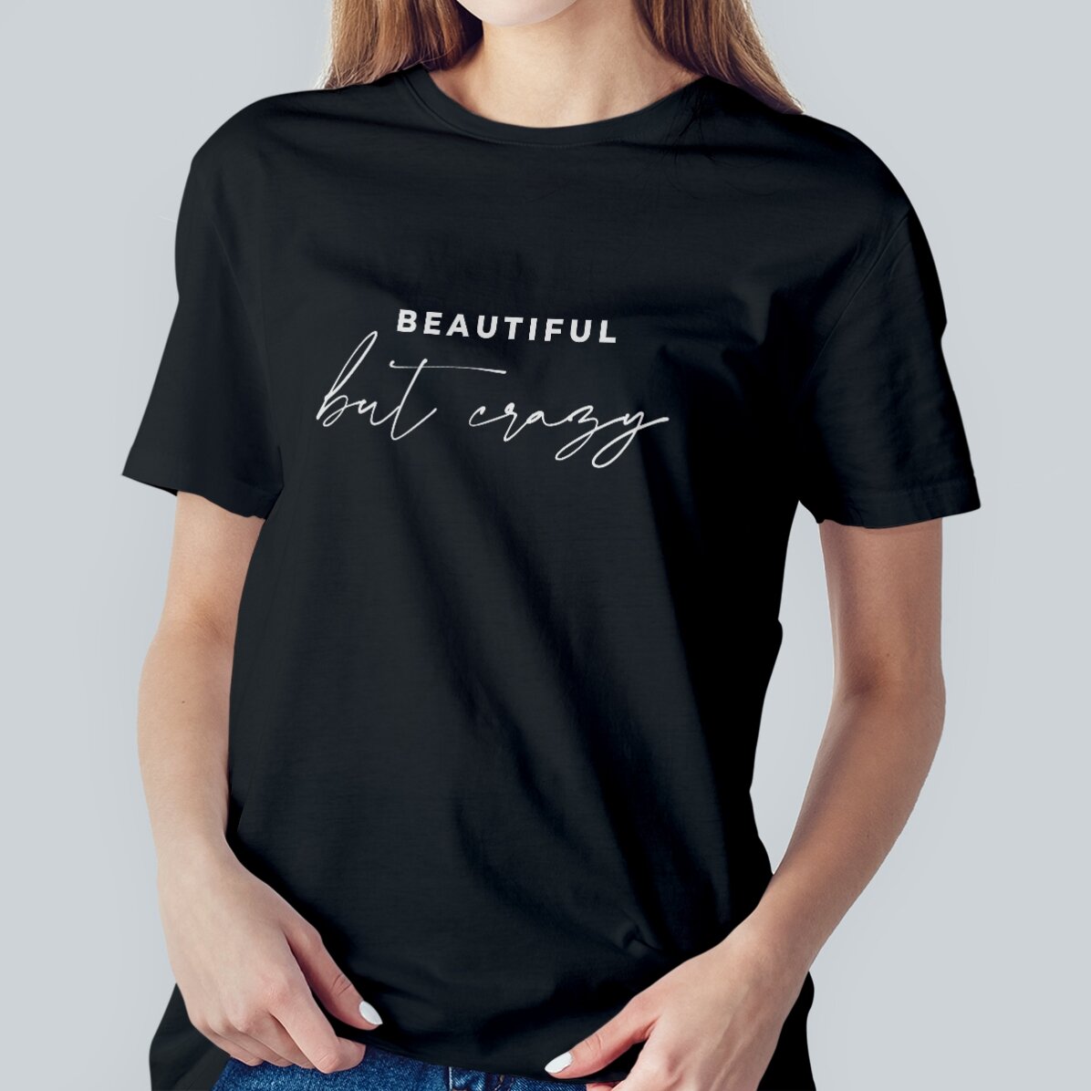 Maglietta in cotone personalizzata con una frase divertente