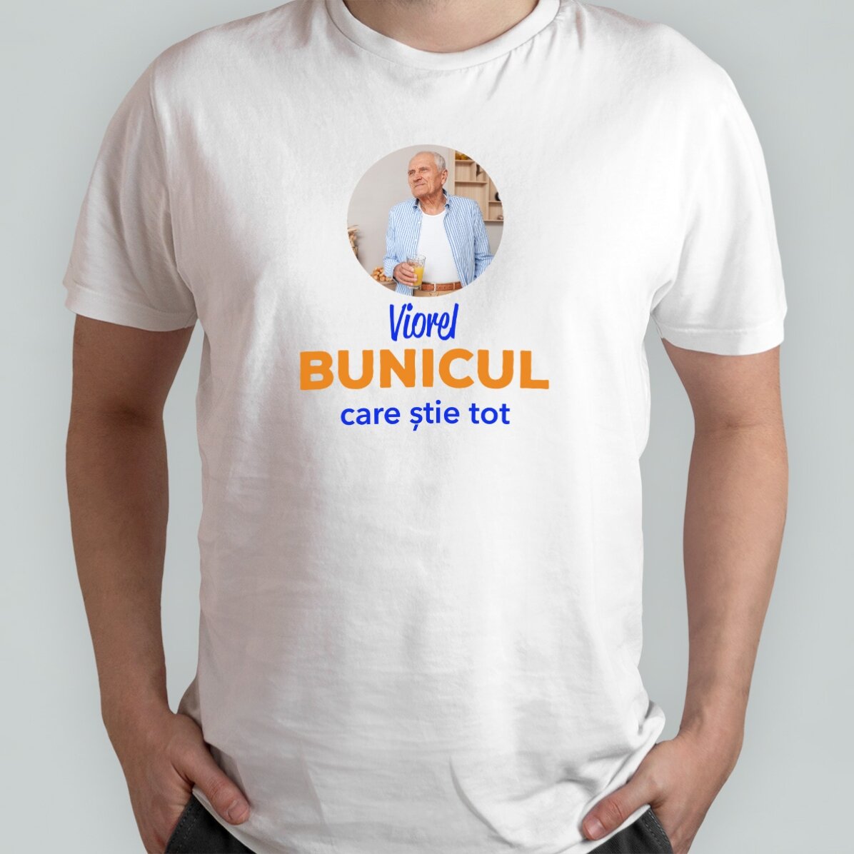 Maglietta in cotone personalizzata con foto e testo - Nonno