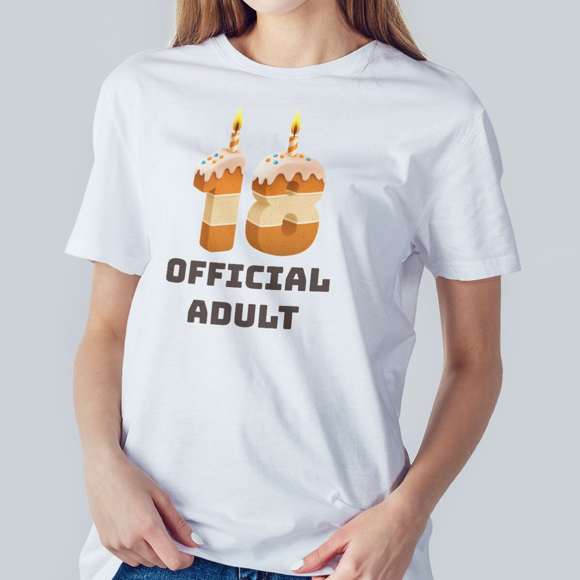 Maglietta in cotone personalizzata con scritta - 18 Cake