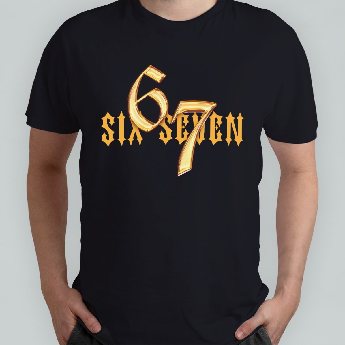 Maglietta in cotone personalizzata con scritta - 67 Six Seven