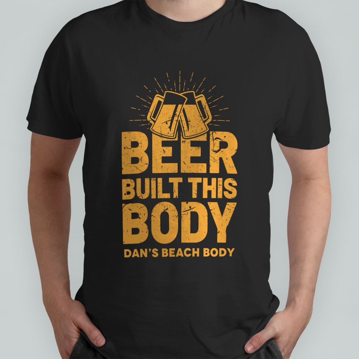 Maglietta in cotone personalizzata con scritta - Beer Built This Body