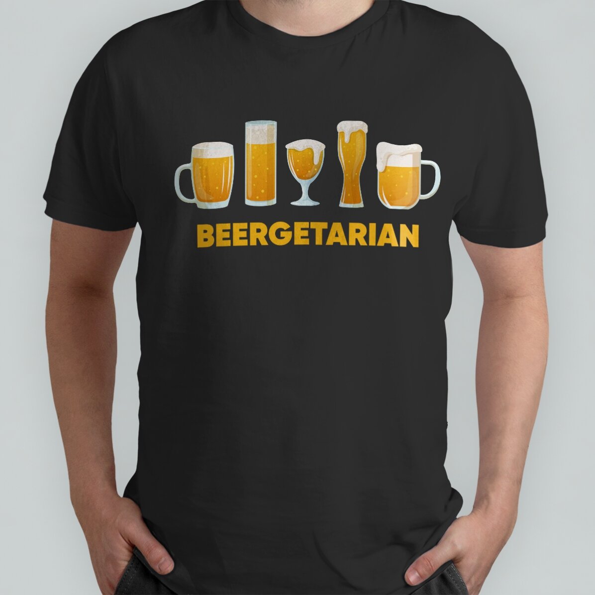 Maglietta in cotone personalizzata con scritta - Beergetarian