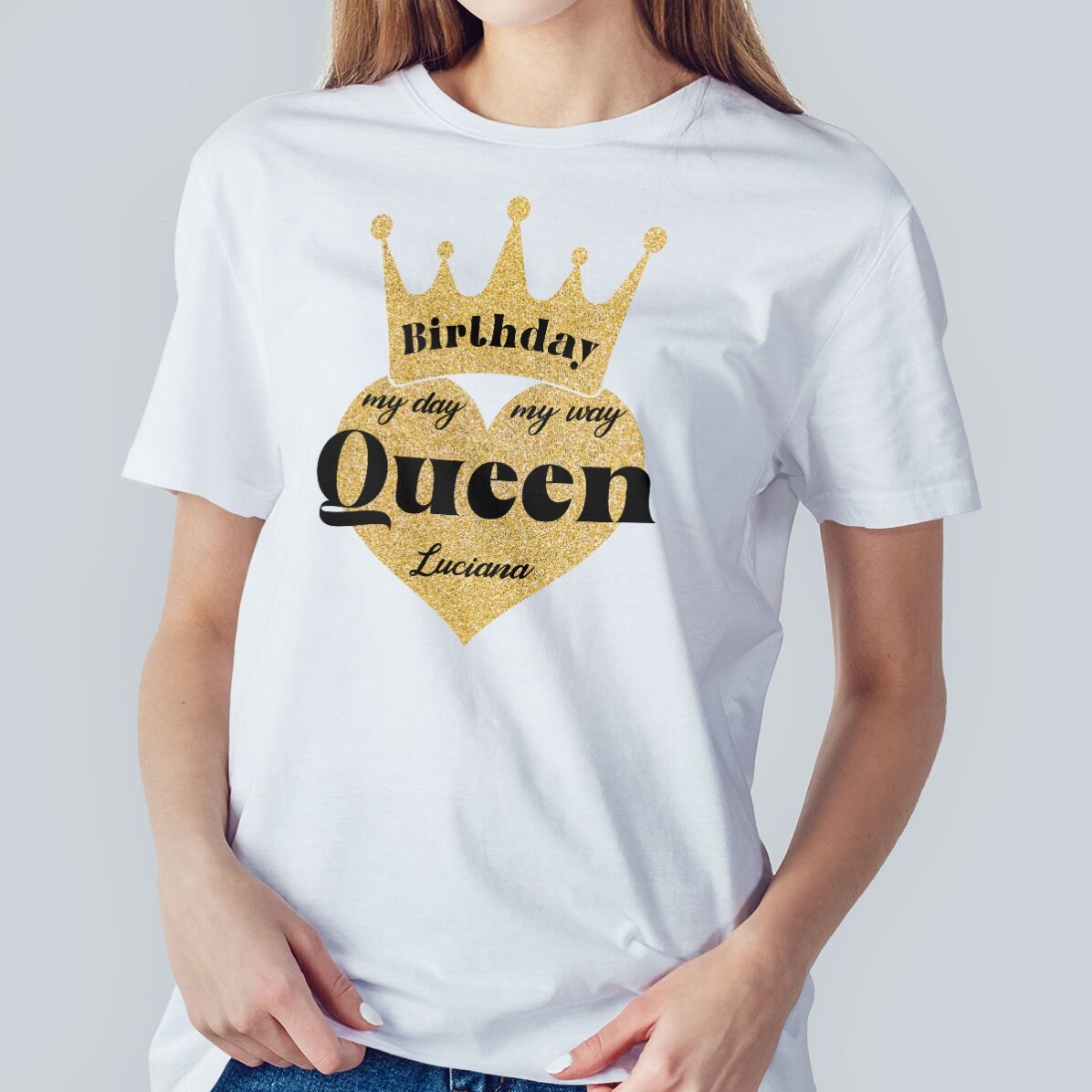 Maglietta in cotone personalizzata con scritta - Birthday Queen