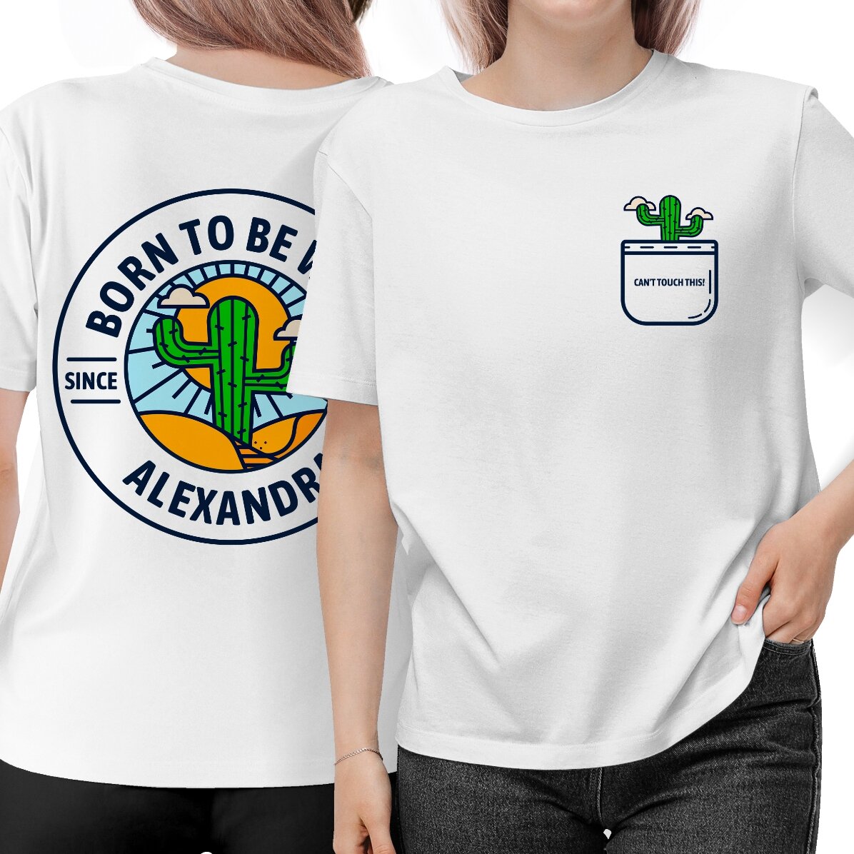 Custom cotton T-shirt with text - Born to be wild