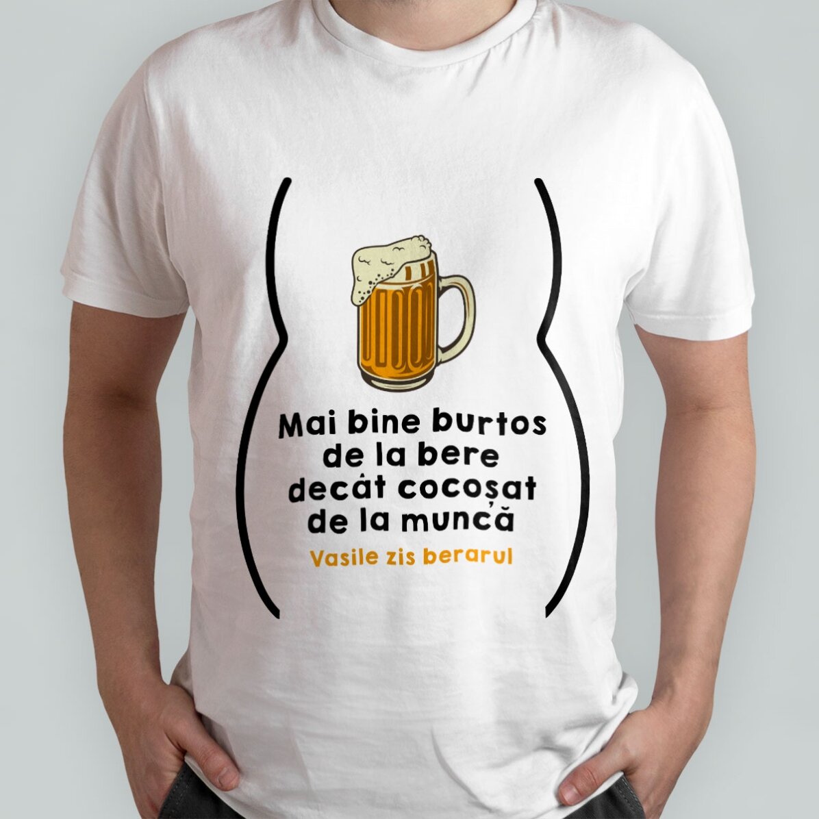 Maglietta in cotone personalizzata con scritta - Pancia da birra