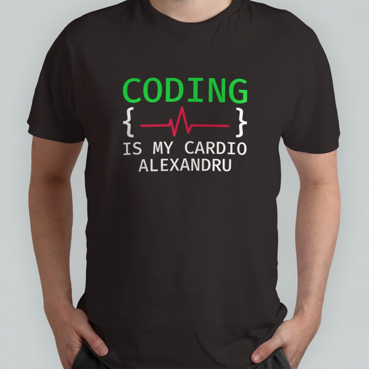 Maglietta in cotone personalizzata con scritta - Coding is my cardio