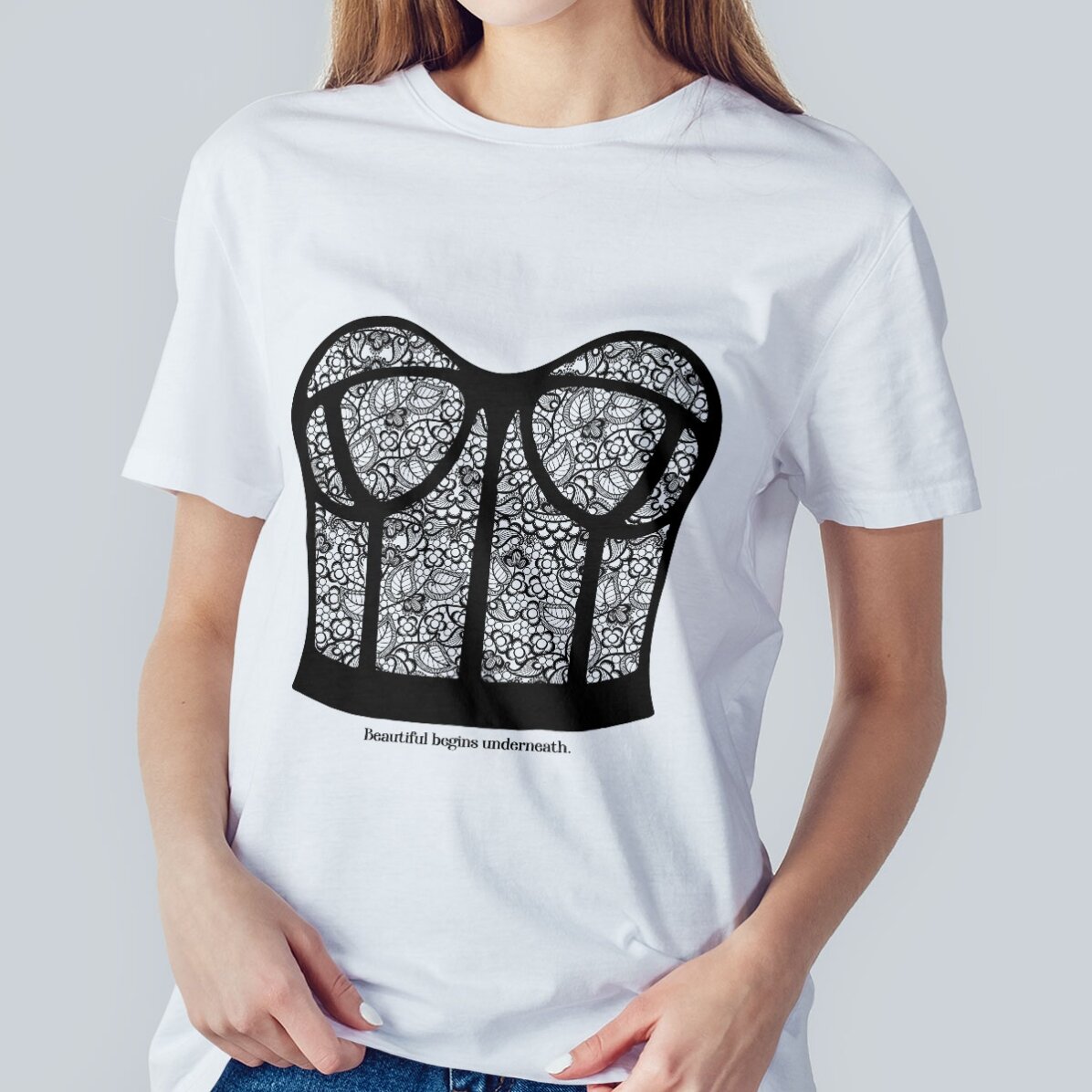 Maglietta in cotone personalizzata con scritta - Corset