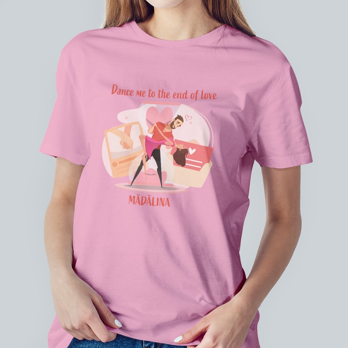 Maglietta in cotone personalizzata con scritta - Dance me to the end of love