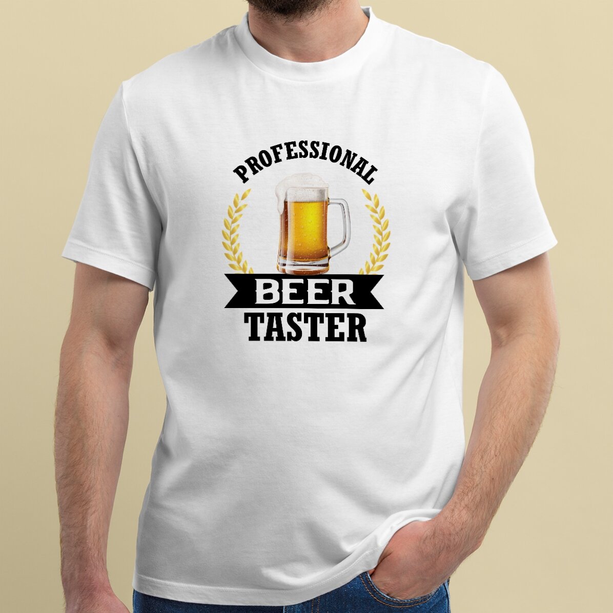 Maglietta in cotone personalizzata con scritta - Assaggiatore di birra
