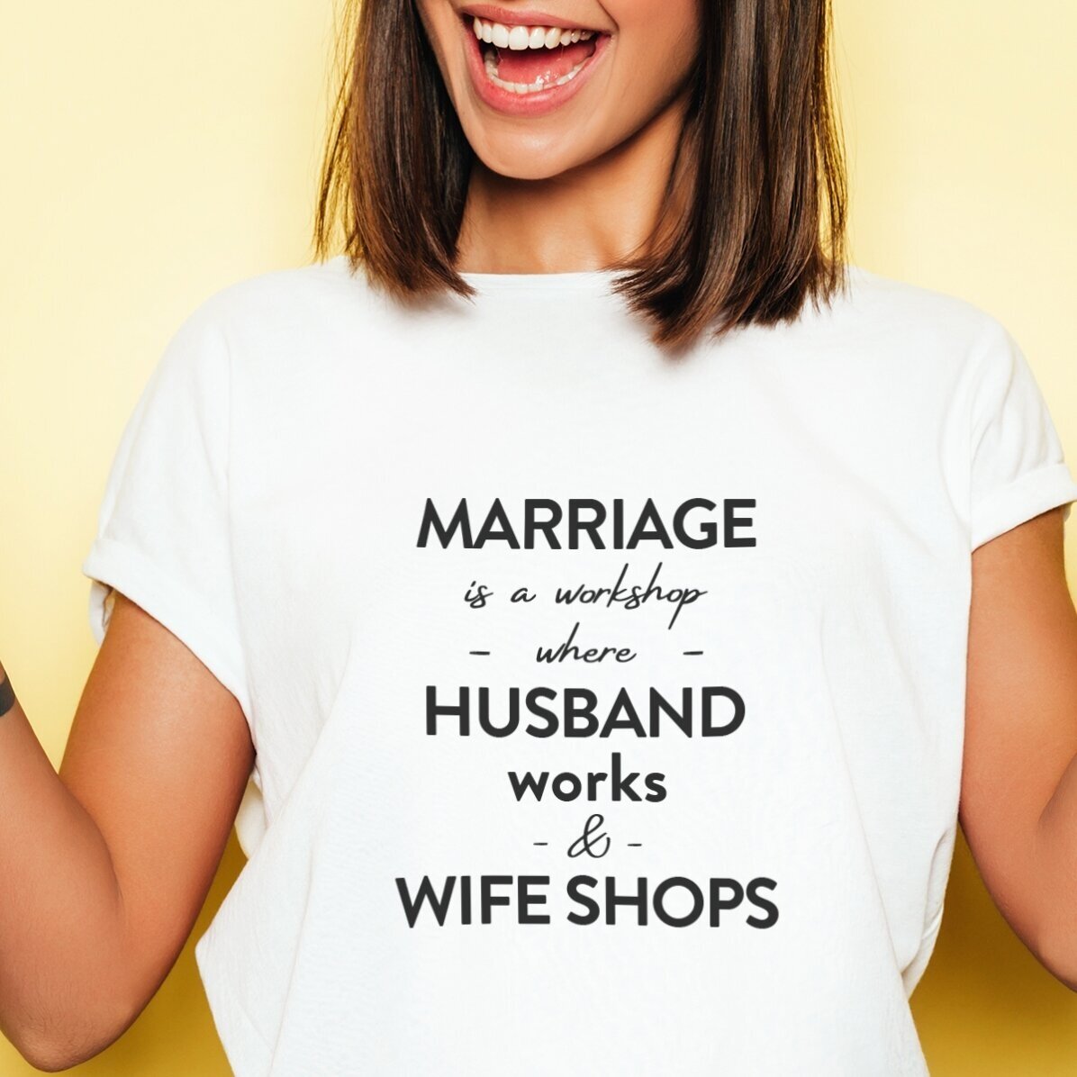 Maglietta in cotone personalizzata con una frase sul matrimonio