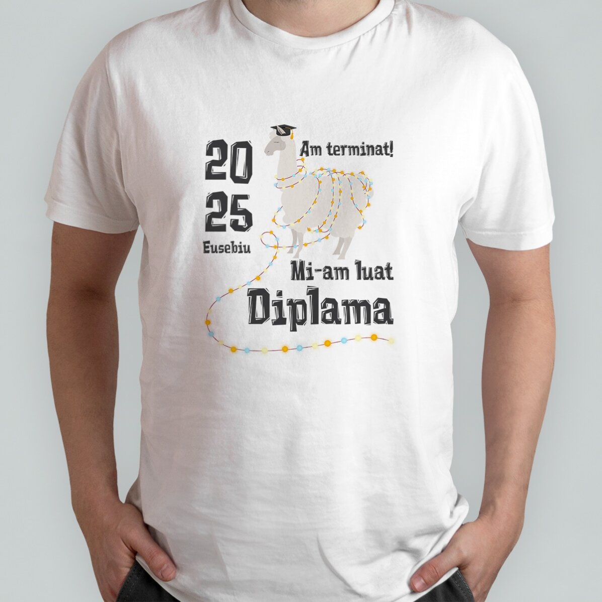 Maglietta in cotone personalizzata con scritta - Diplama