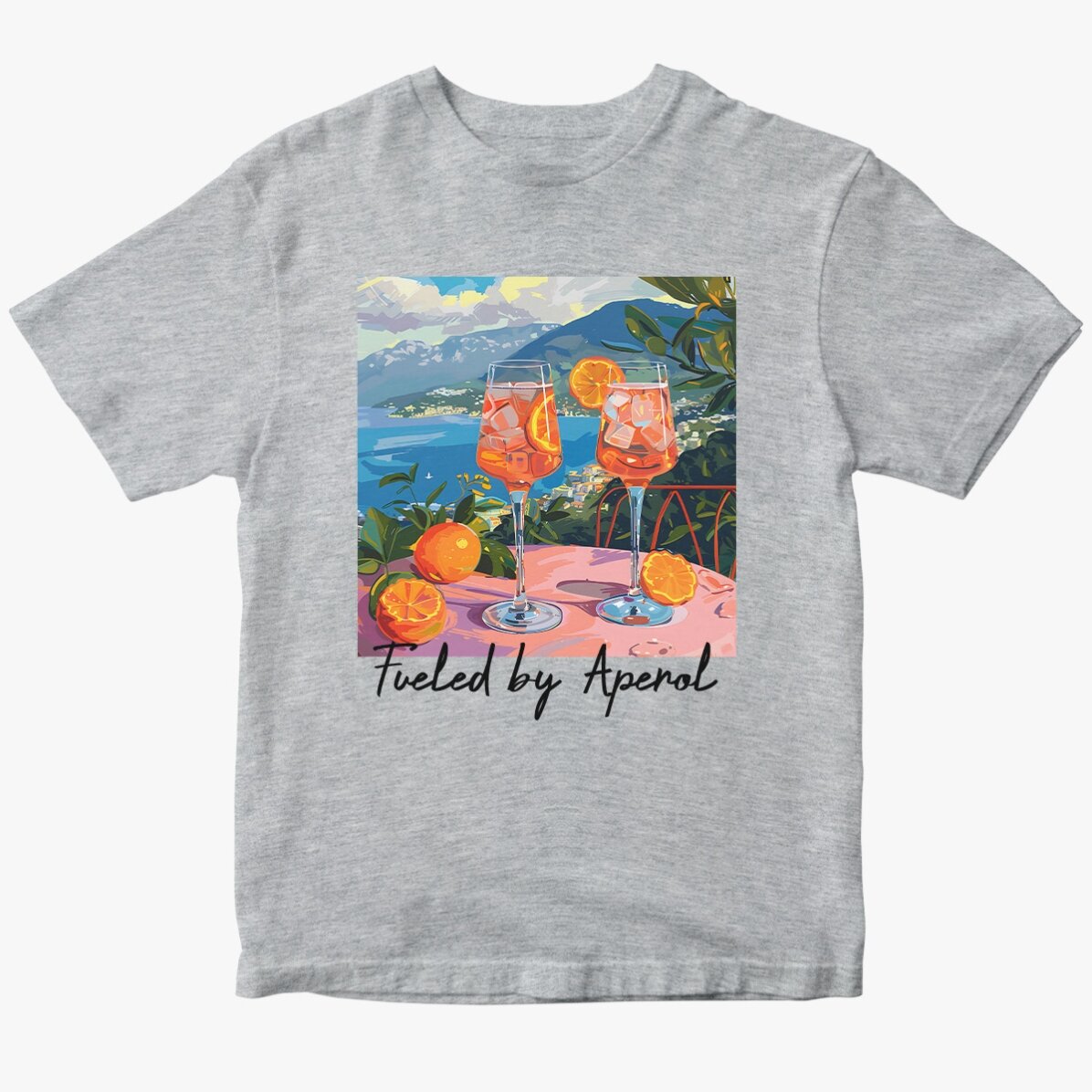 Custom cotton T-shirt with text - Fueled by Aperol